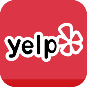 Yelp app logo: black yelp wordmark and asterisk on vibrant red.