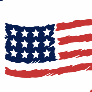 Weathered US flag, Carolina storm protection, Topsail.