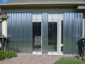 Corrugated hurricane shutters for patio doors, Myrtle Beach.