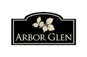 Arbor Glens sophisticated black and white leaf logo.