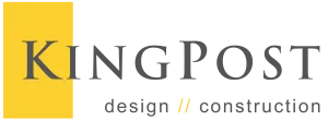 Kingpost constructioncompany logo, modern yellow and black design.
