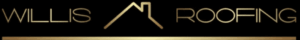 Willis Roofing gold logo, roof graphic, Wilmington roofing.