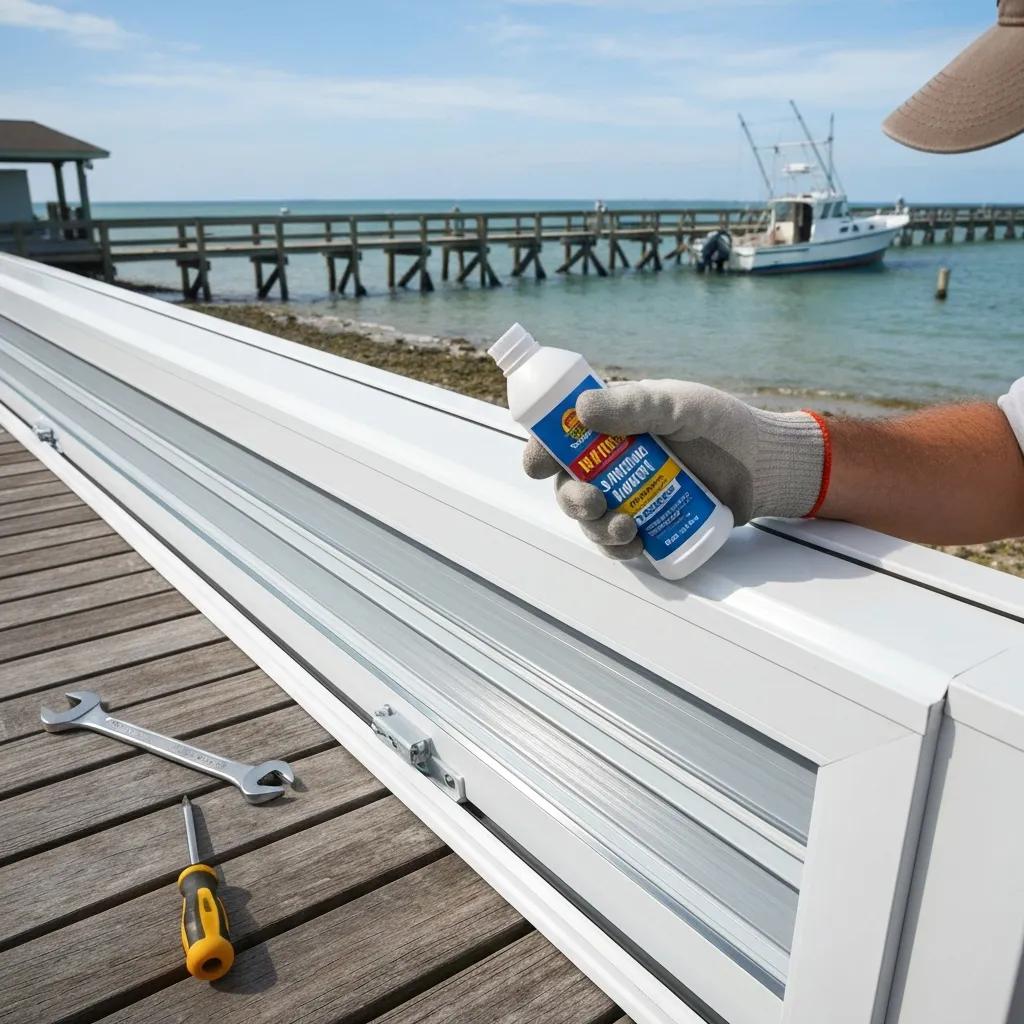 Applying dry silicone lubricant to roll‚Äëdown shutter tracks for smooth operation