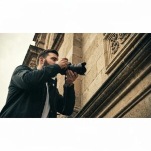 Inspector reviewing hurricane shutter plans to confirm compliance with local building codes