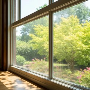 Clear polycarbonate hurricane panels fitted on a picture window