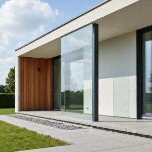 Clear polycarbonate storm panel on a home &mdash; impact resistant while preserving views