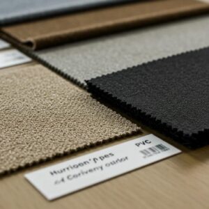 Close-up of hurricane screen materials including aramid fibers, polypropylene, and PVC-coated fabrics
