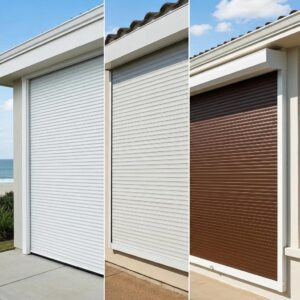 Side‑by‑side comparison: accordion shutters, roll‑down shutters, and storm panels