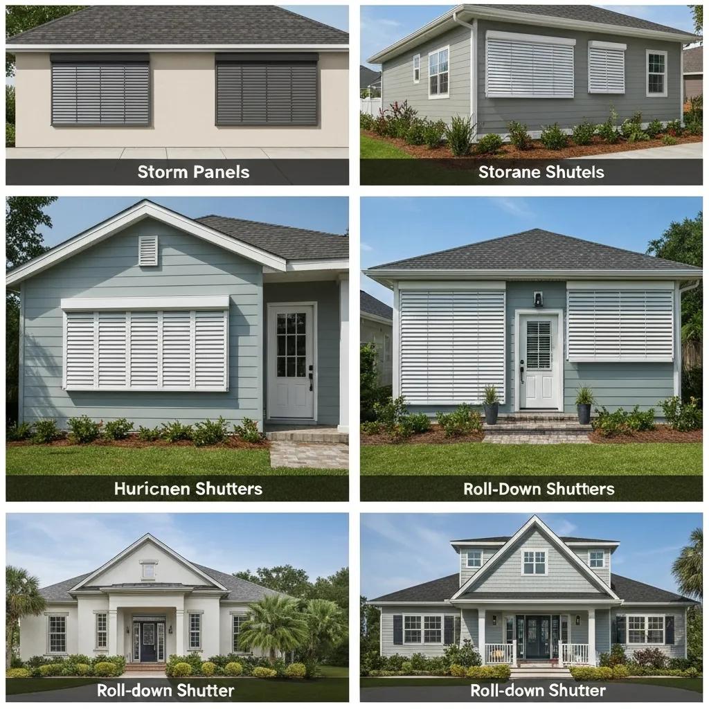 Side‚Äëby‚Äëside comparison of common hurricane shutter types showing cost and value trade‚Äëoffs