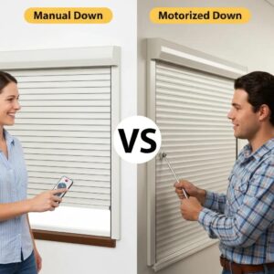 Comparison of manual and motorized roll down shutters in a home setting