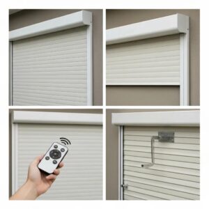 Side‑by‑side view of motorized and manual roll‑down shutters showing operational differences