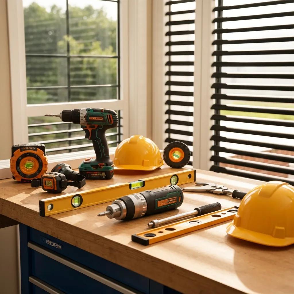 Essential-tools-for-accordion-shutter-installation-including-power-drill-and-safety-gear-arranged-on-a-workbench-5d04fbd3-3c4f-4024-a1fa-2ca50d128242webp - american hurricane shutters Power drill, safety gear, and other essential tools laid out for an accordion shutter install