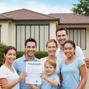Family celebrating insurance savings from accordion shutters installation