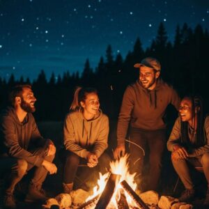 Family reviewing shutter savings on a laptop in a bright living room