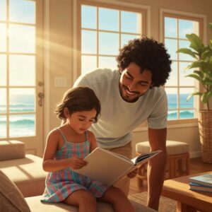 Coastal family home protected by accordion shutters, illustrating security and curb appeal