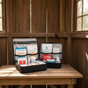 First aid supplies neatly arranged for emergency preparedness