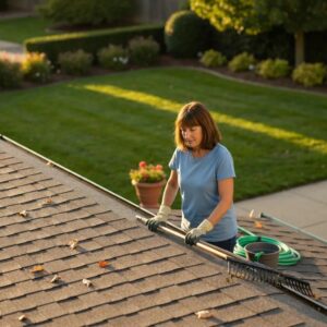 Homeowner performing maintenance on accordion hurricane shutters to ensure lasting performance