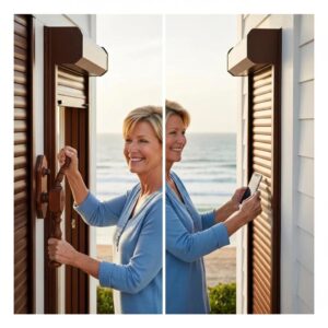 Homeowner operating manual and motorized roll down shutters to show convenience and modern features