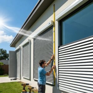 Installation of accordion shutters on a home, highlighting ease and practicality