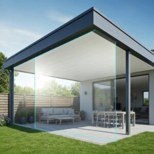 Polycarbonate hurricane panels installed on a patio, illustrating impact resistance and light transmission benefits