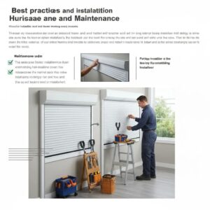 Certified installer showing proper roll‑down shutter installation and maintenance steps