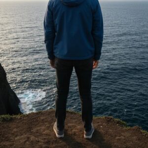 Installer fitting accordion shutters on a coastal home — professional installation in progress