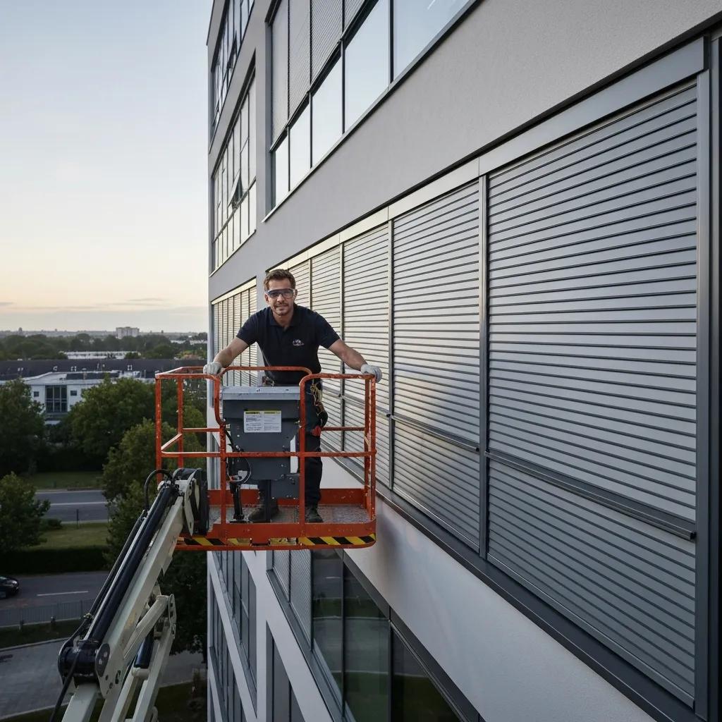 Professional-technician-installing-accordion-shutters-on-a-multi-story-building-28f8b488-f175-45ff-9f3c-a8bbcbb2ad1dwebp - american hurricane shutters Certified technician installing accordion shutters on a multi-story building