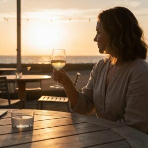 Roll down hurricane shutter installation on a coastal home, highlighting the installation process and tools used.
