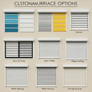 Customization options for roll‑down hurricane shutters including color and profile choices