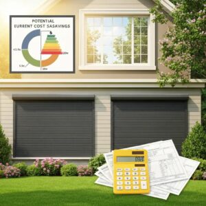 Graphic showing financial benefits of roll down hurricane shutters, including savings and energy efficiency