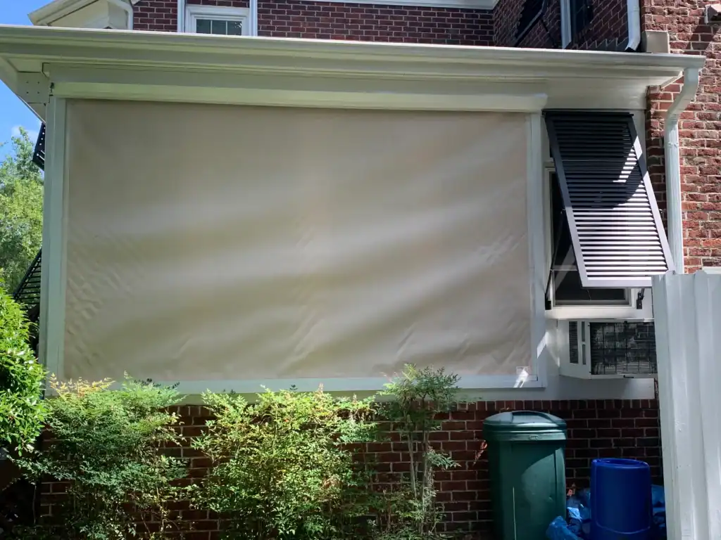 New Hanover County lanai featuring Porters Neck hurricane screens. Protect your outdoor space with AHS hurricane shutters
